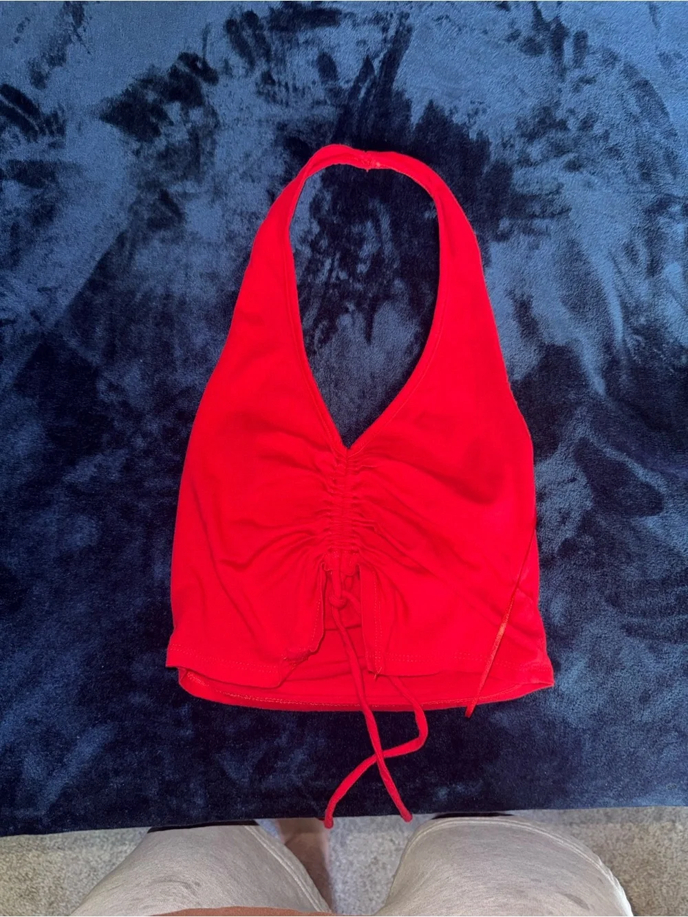 Red Halter Ruched Front Crop Top